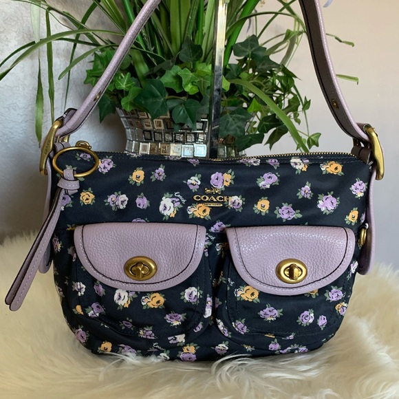Coach Hobo Vintage Rose Print Nylon Shoulder Bag - Picture 1 of 13